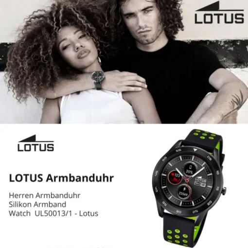 Lotus Herrenuhr Silikon schwarz grün grau Multifunktion Armbanduhr UL50013/1