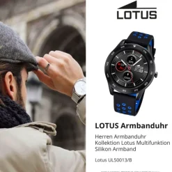 Lotus Herrenuhr Silikon schwarz blau hellgrün Multifunktion Armbanduhr UL50013/B