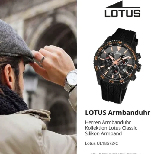Lotus Herrenuhr Silikon schwarz Lotus Classic Armbanduhr UL18672/C