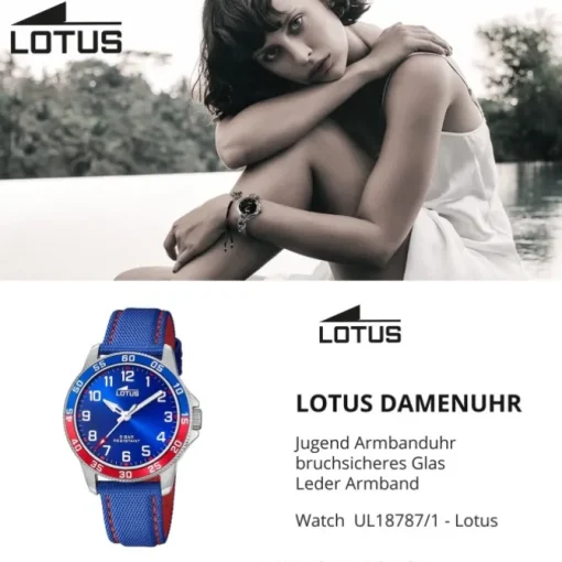 Lotus Jugend Armbanduhr Junior 18787/1 Analog Leder blau rot UL18787/1