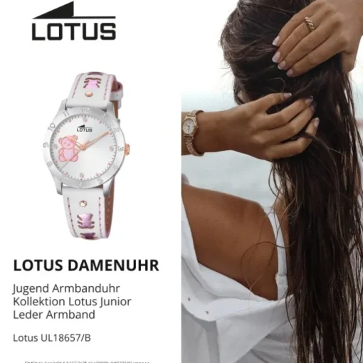 LOTUS Jugend Armbanduhr Junior 18657/B Quarz Leder weiß UL18657/B