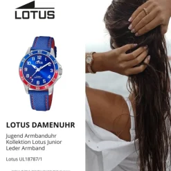 Lotus Jugend Armbanduhr Junior 18787/1 Analog Leder blau rot UL18787/1