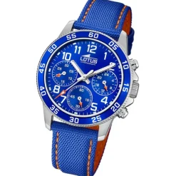 Lotus Jugend Kinderuhr Leder blau orange Lotus Junior Armbanduhr UL18581/6