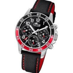 Lotus Jugend Kinderuhr Leder schwarz rot Lotus Junior Armbanduhr UL18581/5