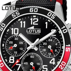Lotus Jugend Kinderuhr Leder schwarz rot Lotus Junior Armbanduhr UL18581/5
