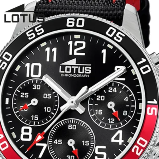 Lotus Jugend Kinderuhr Leder schwarz rot Lotus Junior Armbanduhr UL18581/5