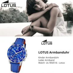 Lotus Jugend Kinderuhr Leder blau orange Lotus Junior Armbanduhr UL18581/6