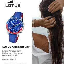 Lotus Jugend Kinderuhr Leder blaurot Lotus Junior Armbanduhr UL18581/4
