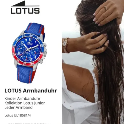 Lotus Jugend Kinderuhr Leder blaurot Lotus Junior Armbanduhr UL18581/4