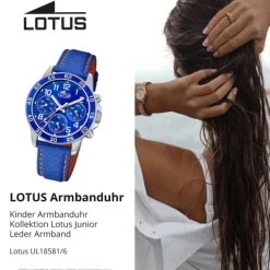 Lotus Jugend Kinderuhr Leder blau orange Lotus Junior Armbanduhr UL18581/6