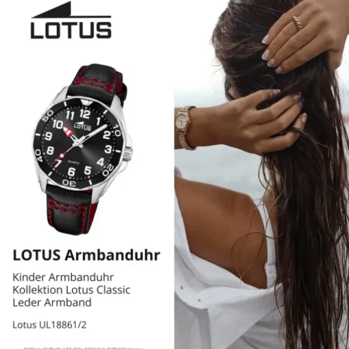 Lotus Jugend Kinderuhr Leder schwarz Lotus Classic Armbanduhr UL18861/2