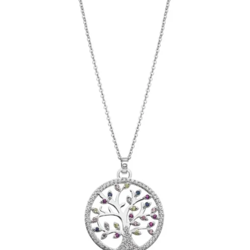LOTUS Silver - Damen Halskette Lebensbaum farbig aus 925 Silber JLP1896-1-1