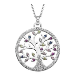 LOTUS Silver - Damen Halskette Lebensbaum farbig aus 925 Silber JLP1896-1-1