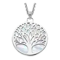 LOTUS Silver - Damen Halskette Lebensbaum perlmutt aus 925 Silber JLP1678-1-1