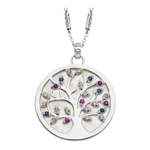 LOTUS Silver - Damen Halskette Lebensbaum farbig aus 925 Silber JLP1889-1-1