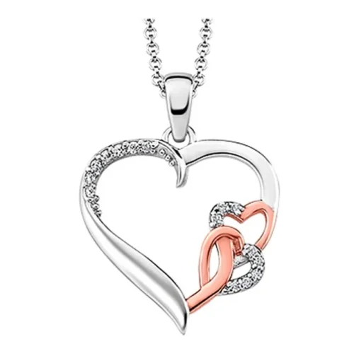 LOTUS Silver - Damen Halskette Herzen weiß, rosevergoldet 925 Silber JLP1596-1-1