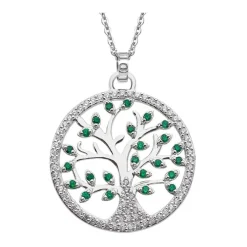 LOTUS Silver - Damen Halskette Lebensbaum grün-weiß aus 925 Silber JLP1895-1-1
