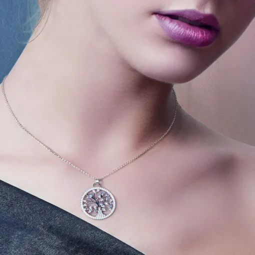 LOTUS Silver - Damen Halskette Lebensbaum farbig aus 925 Silber JLP1896-1-1