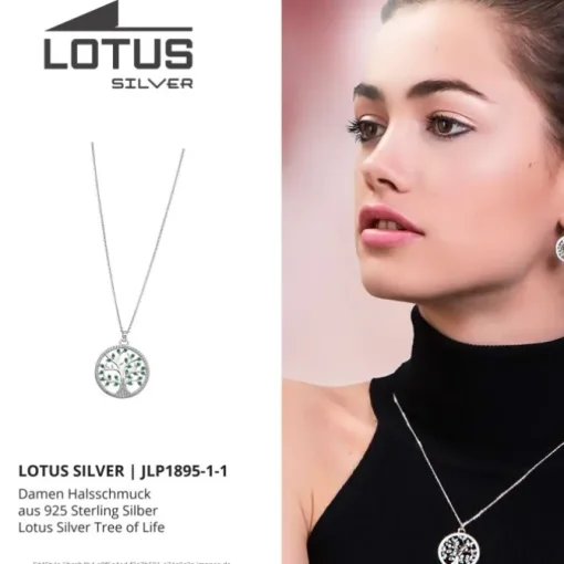 LOTUS Silver - Damen Halskette Lebensbaum grün-weiß aus 925 Silber JLP1895-1-1