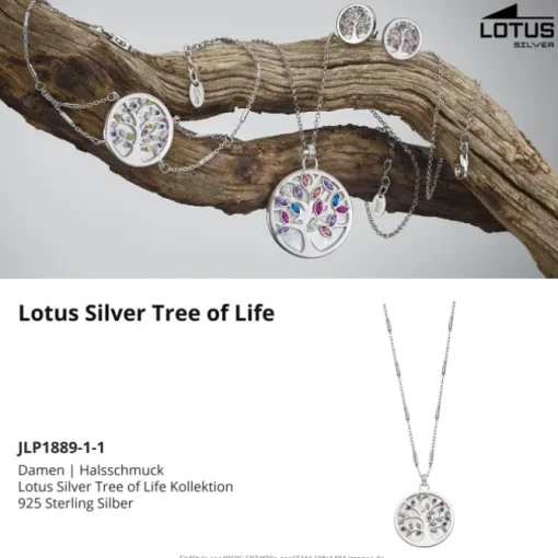 LOTUS Silver - Damen Halskette Lebensbaum farbig aus 925 Silber JLP1889-1-1