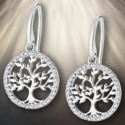 LOTUS Silver - Damen Ohrring Lebensbaum weiß Ohrhänger 925 Silber JLP1746-4-1