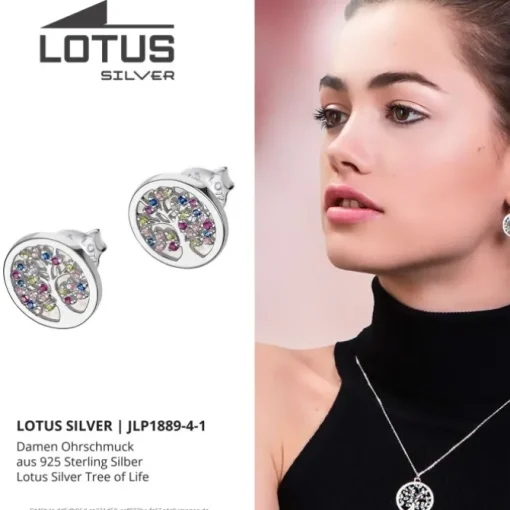 LOTUS Silver - Damen Ohrring Lebensbaum farbig Stecker 925 Silber JLP1889-4-1