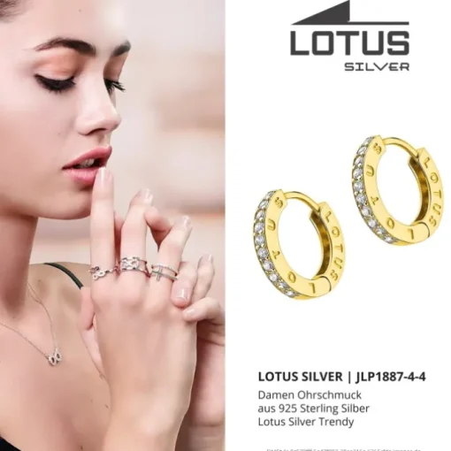 LOTUS Silver - Damen Ohrring vergoldet weiß Creole aus 925 Silber JLP1887-4-4