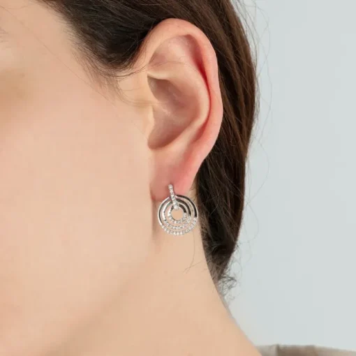LOTUS Silver - Damen Ohrring Kreise weiß Ohrstecker aus 925 Silber JLP1755-4-1