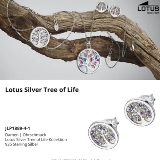 LOTUS Silver - Damen Ohrring Lebensbaum farbig Stecker 925 Silber JLP1889-4-1