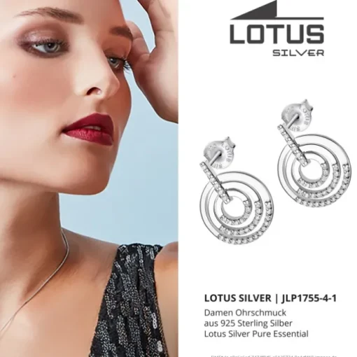 LOTUS Silver - Damen Ohrring Kreise weiß Ohrstecker aus 925 Silber JLP1755-4-1