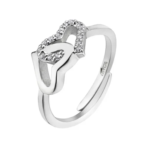 LOTUS Silver - Damen Ring Herzen weiß verstellbaren Ring 925 Silber JLP1594-3-1
