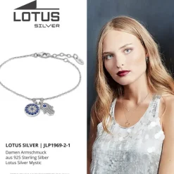LOTUS Silver Armband Hand der Fatima 925 Silber blau Zirkonia Mystic JLP1969-2-1