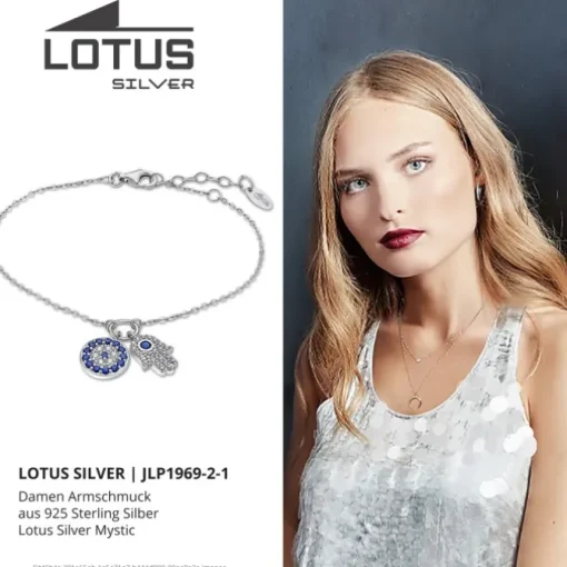 LOTUS Silver Armband Hand der Fatima 925 Silber blau Zirkonia Mystic JLP1969-2-1