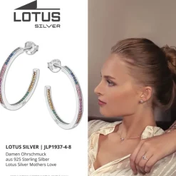 LOTUS Silver Creolen 925 Silber mehrfarbig Zirkonia Mothers Love JLP1937-4-8