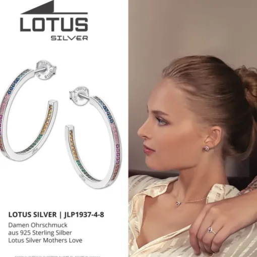 LOTUS Silver Creolen 925 Silber mehrfarbig Zirkonia Mothers Love JLP1937-4-8