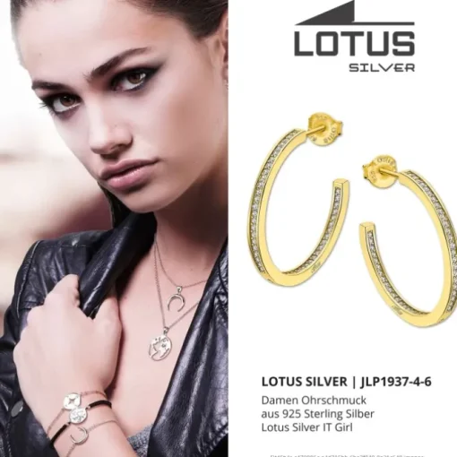 LOTUS Silver Creolen 925 Silber gold Zirkonia Lotus Silver IT Girl JLP1937-4-6