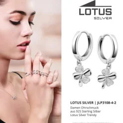 LOTUS Silver Creolen Kleeblatt 925 Silber Zirkonia Lotus Trendy JLP3108-4-2
