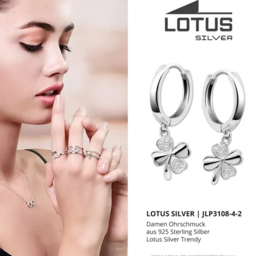 LOTUS Silver Creolen Kleeblatt 925 Silber Zirkonia Lotus Trendy JLP3108-4-2