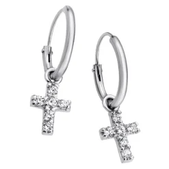 LOTUS Silver Creolen Kreuz 925 Silber LP1243-4/1 Zirkonia Trendy JLP1243-4-1