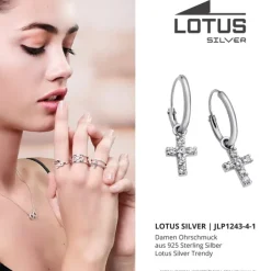 LOTUS Silver Creolen Kreuz 925 Silber LP1243-4/1 Zirkonia Trendy JLP1243-4-1