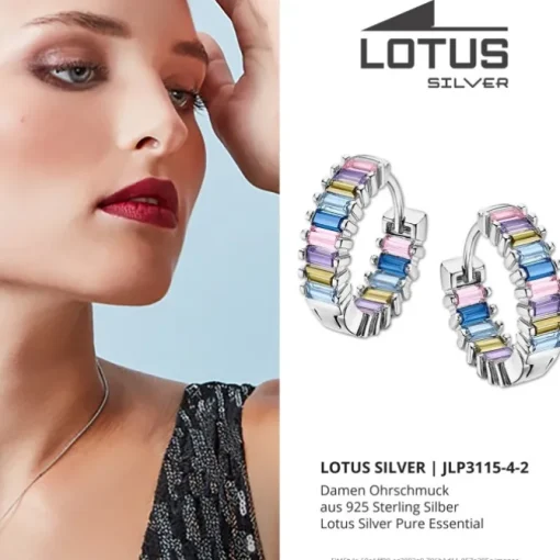 LOTUS Silver Creolen Zirkoniastein 925 Silber Pure Essential JLP3115-4-2