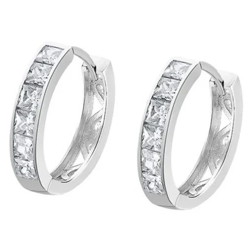 LOTUS Silver Damen Ohrringe Zirkonia weiß Creolen aus 925 Silber JLP1936-4-1