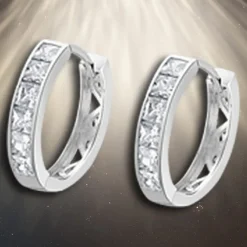 LOTUS Silver Damen Ohrringe Zirkonia weiß Creolen aus 925 Silber JLP1936-4-1