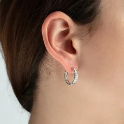 LOTUS Silver Damen Ohrringe Zirkonia weiß Creolen aus 925 Silber JLP1936-4-1