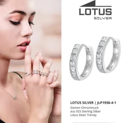 LOTUS Silver Damen Ohrringe Zirkonia weiß Creolen aus 925 Silber JLP1936-4-1