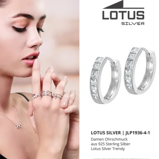 LOTUS Silver Damen Ohrringe Zirkonia weiß Creolen aus 925 Silber JLP1936-4-1