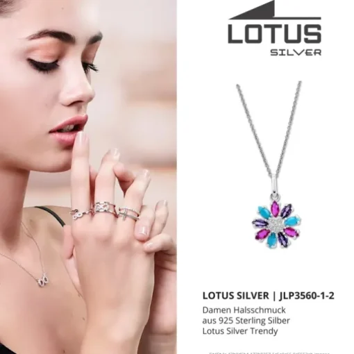 LOTUS Silver Halskette Blume 925 Silber Lotus Silver Trendy JLP3560-1-2