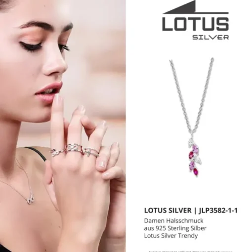 LOTUS Silver Halskette Blätter 925 Silber Lotus Silver Trendy JLP3582-1-1