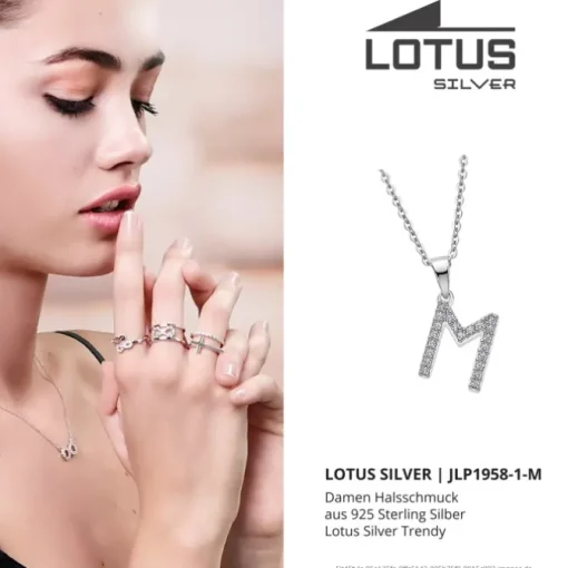 LOTUS Silver Halskette Buchstabe M 925 Silber LP1958-1/M Zirkonia JLP1958-1-M