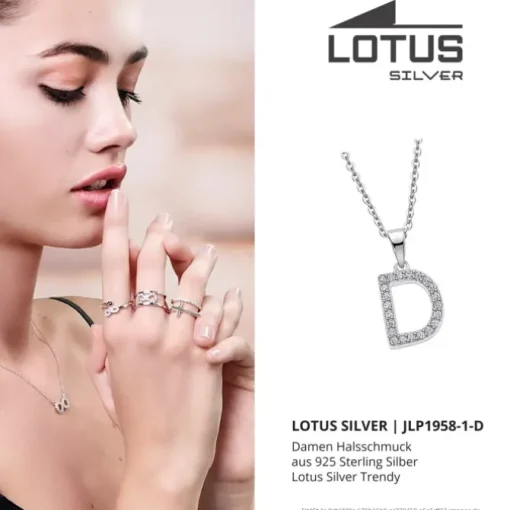 LOTUS Silver Halskette Buchstabe D 925 Silber LP1958-1/D Zirkonia JLP1958-1-D